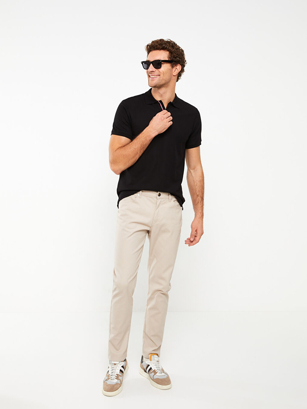 Bej Standart Kalıp Erkek Pantolon-1
