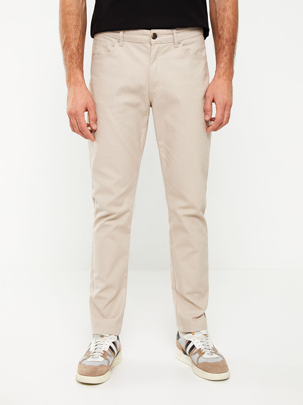 Bej Standart Kalıp Erkek Pantolon-3