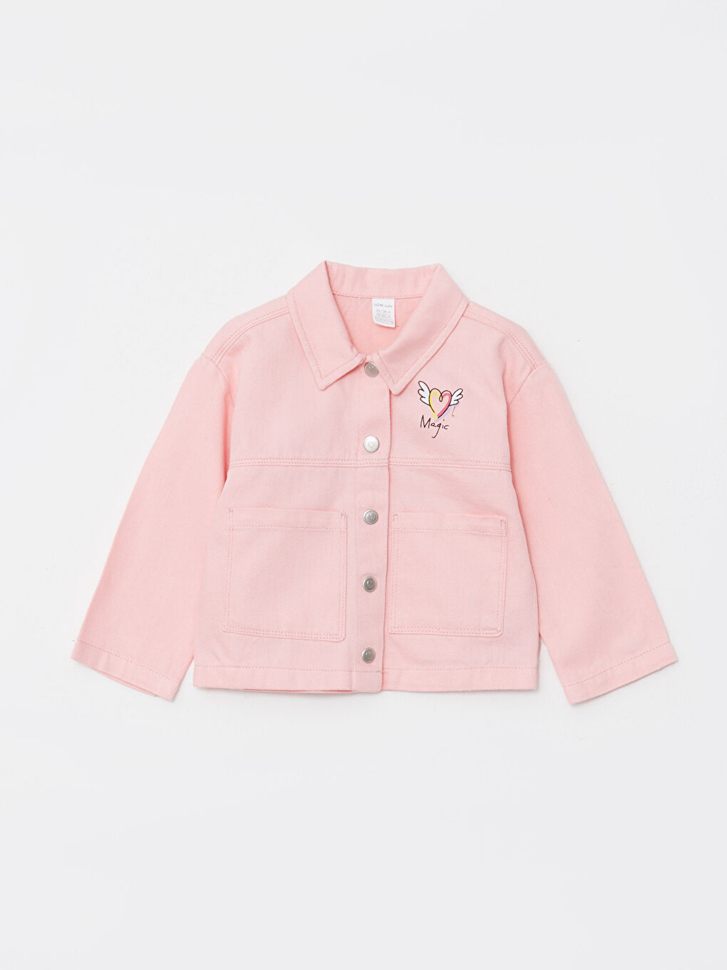 Polo Neck Long Sleeve Printed Baby Girl Jacket
