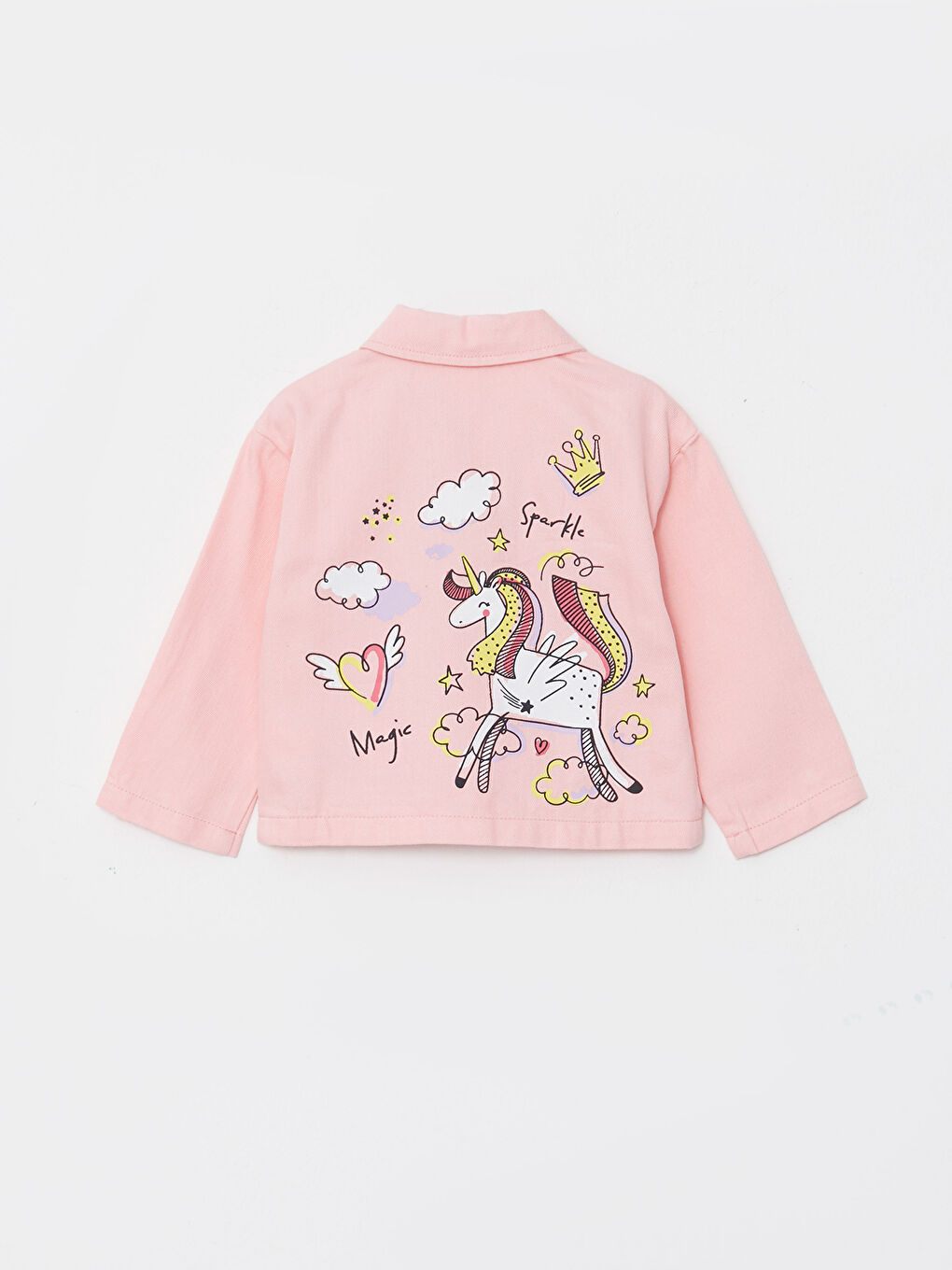 Polo Neck Long Sleeve Printed Baby Girl Jacket-1