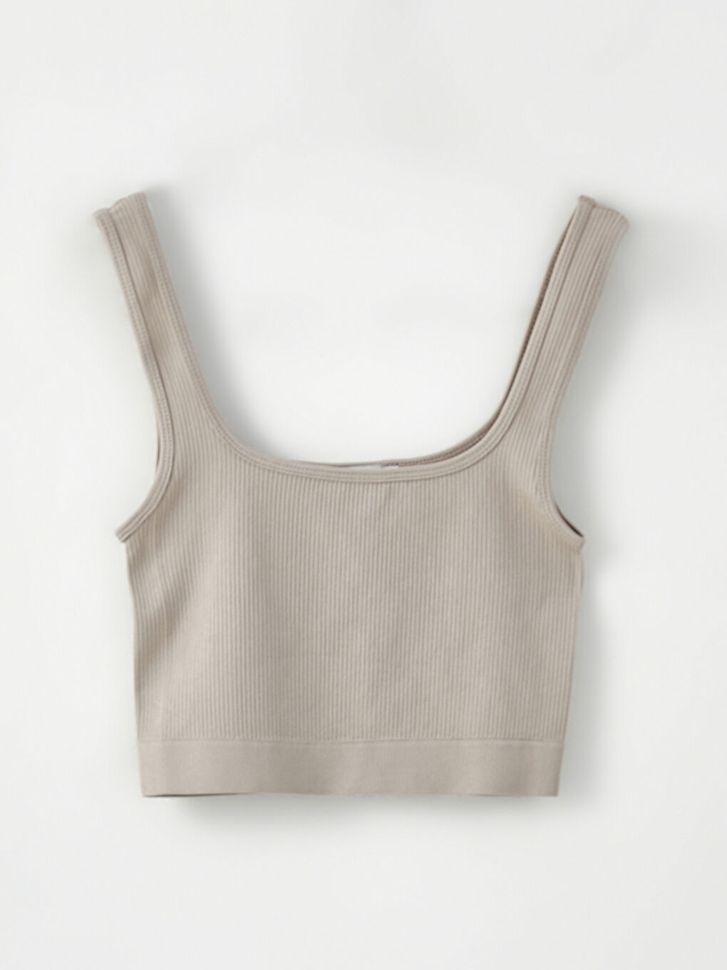 Bej Kare Yaka Düz Büstiyer-10