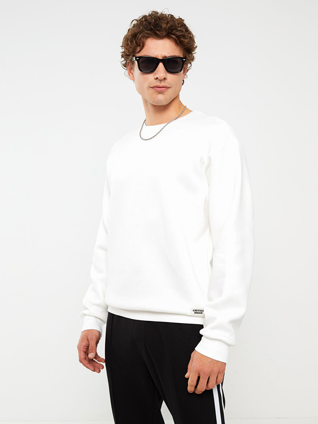 Crew Neck Long Sleeve Men's Thick Sweatshirt