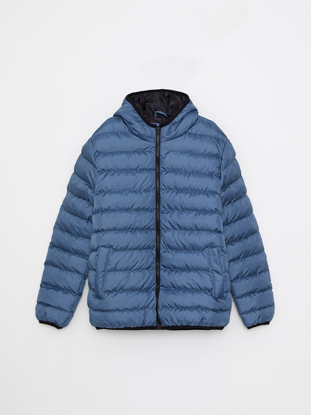 Mavi Standart Kalıp Kapüşonlu Erkek Şişme Mont-6