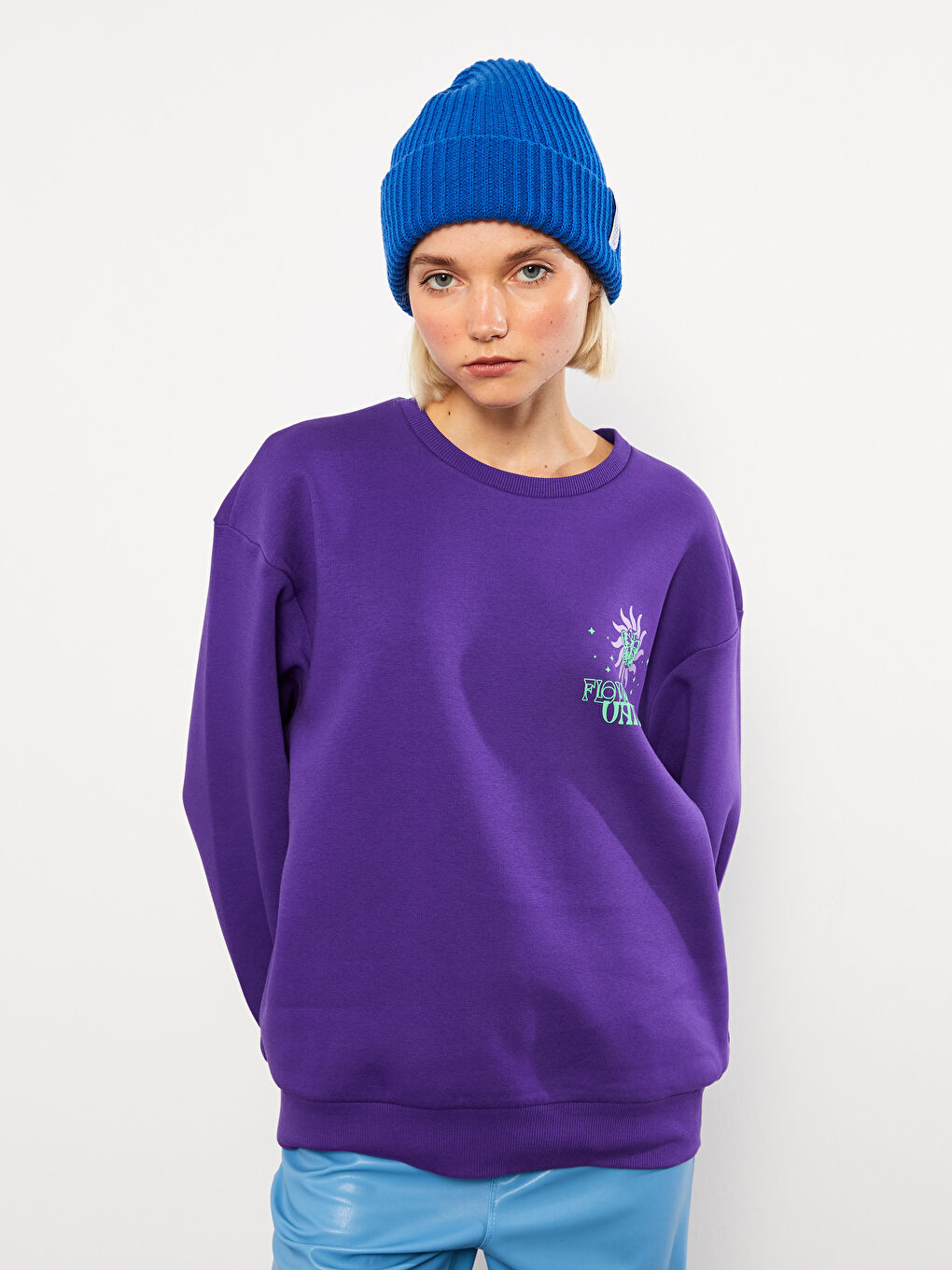 XSIDE Crew Neck Printed Women's Thick Sweatshirt -W2H029Z8