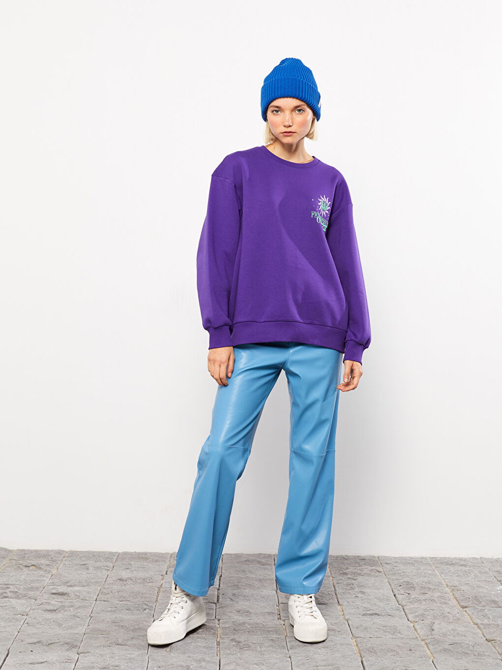 XSIDE Crew Neck Printed Women's Thick Sweatshirt -W2H029Z8