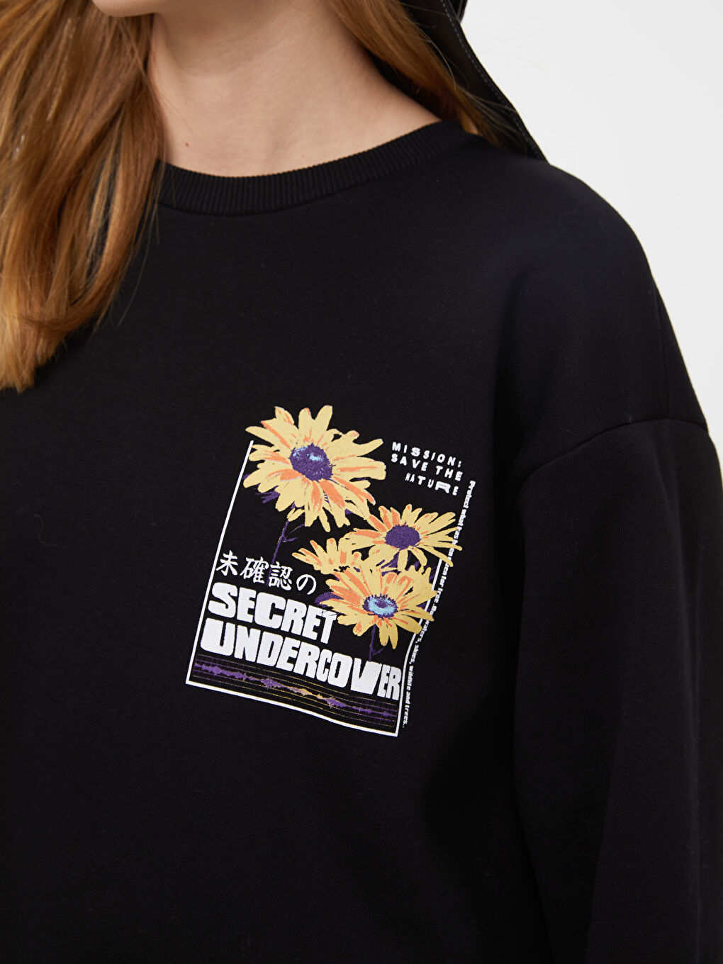 Crew Neck Printed Women's Thick Sweatshirt-4