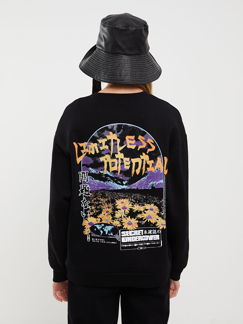 Crew Neck Printed Women's Thick Sweatshirt-5