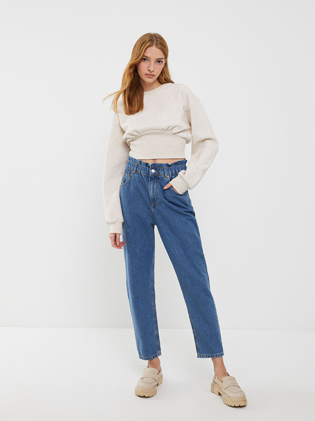 XSIDE Rundhalsausschnitt Schlichtes Dickes Sweatshirt für Damen -W2H032Z8-RW0