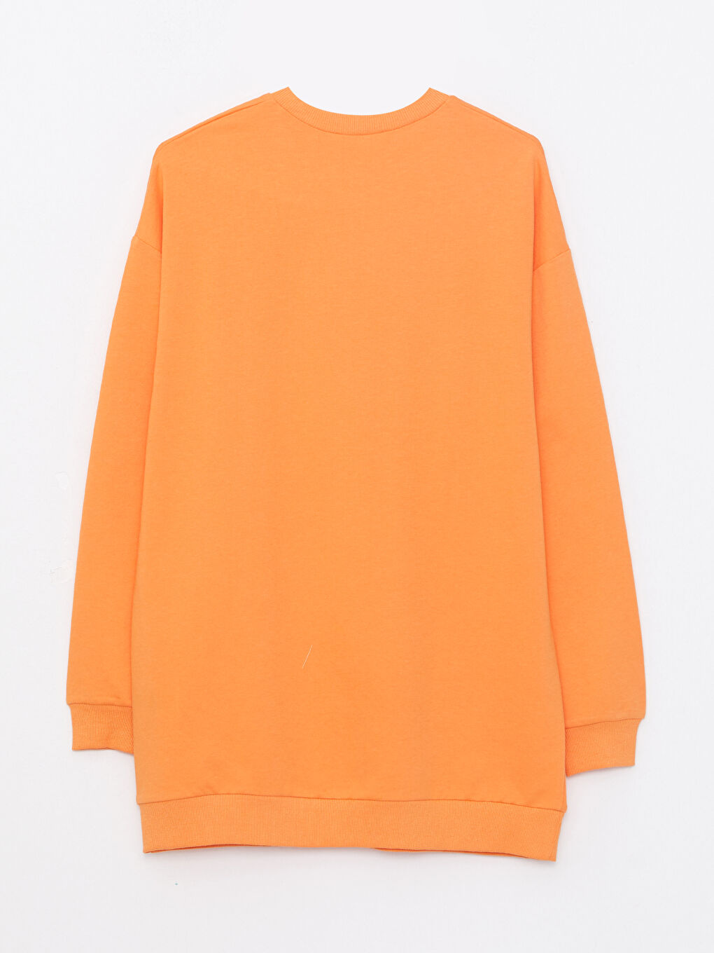 Turuncu Bisiklet Yaka Düz Uzun Kollu Kadın Sweatshirt Tunik-7