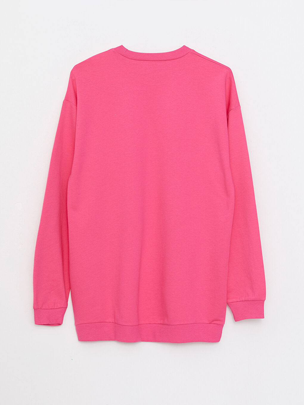 LCW Modest Orta Pembe Bisiklet Yaka Düz Uzun Kollu Kadın Sweatshirt Tunik - 6