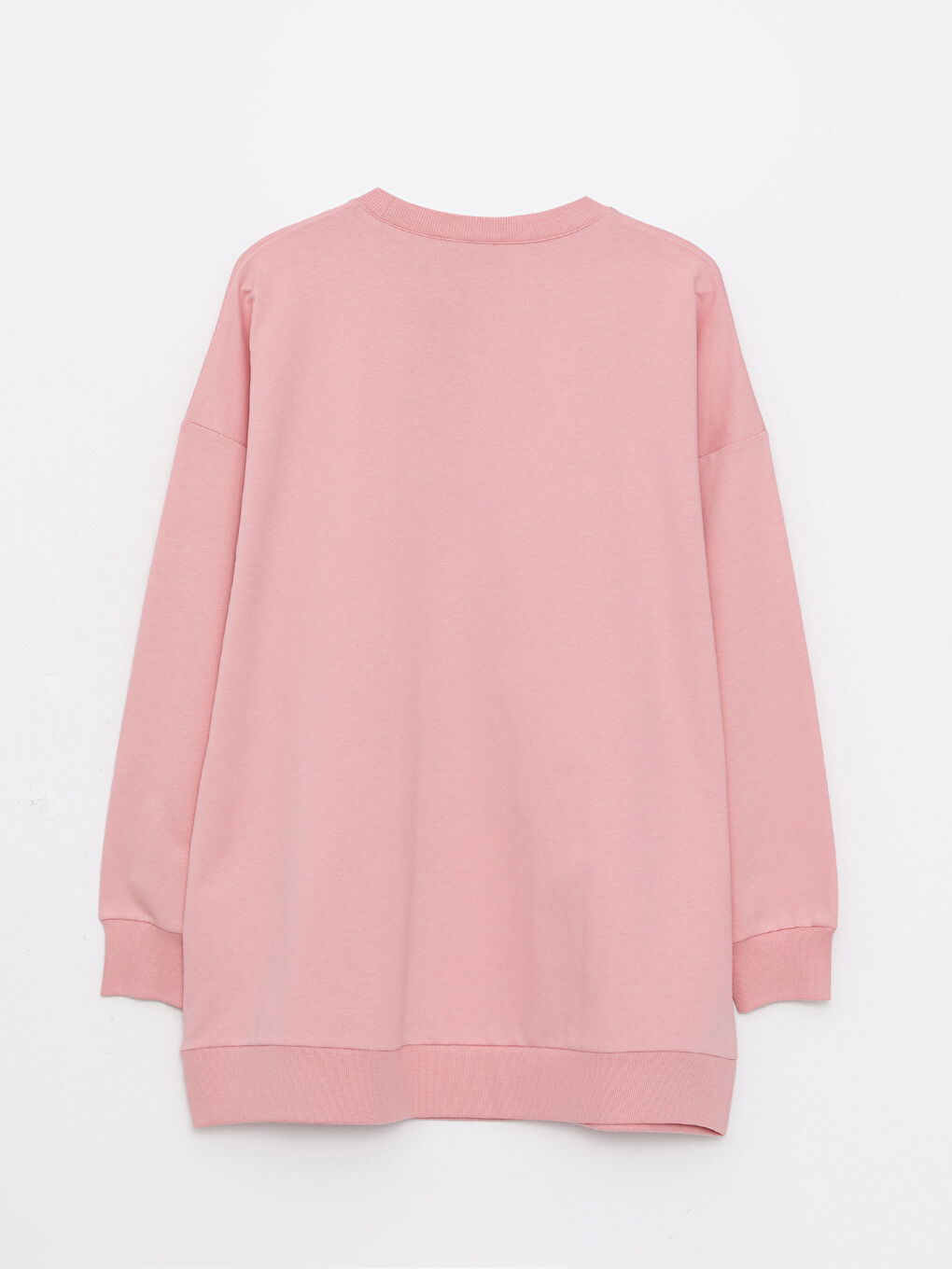 Pembe Bisiklet Yaka Baskılı Uzun Kollu Kadın Sweatshirt Tunik-6