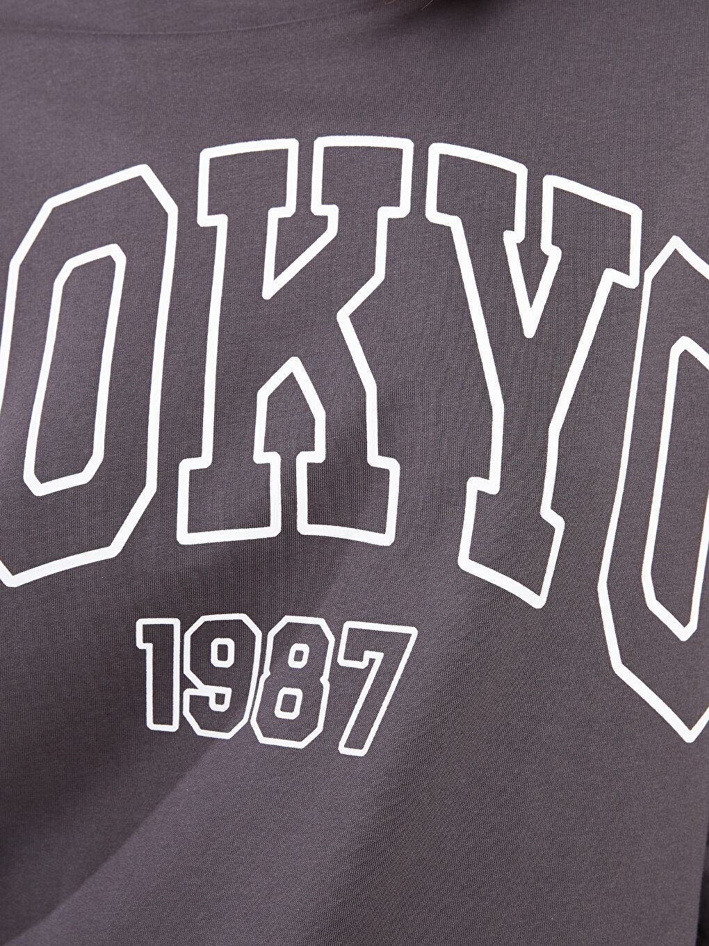 Gri Bisiklet Yaka Baskılı Uzun Kollu Kadın Sweatshirt Tunik-3