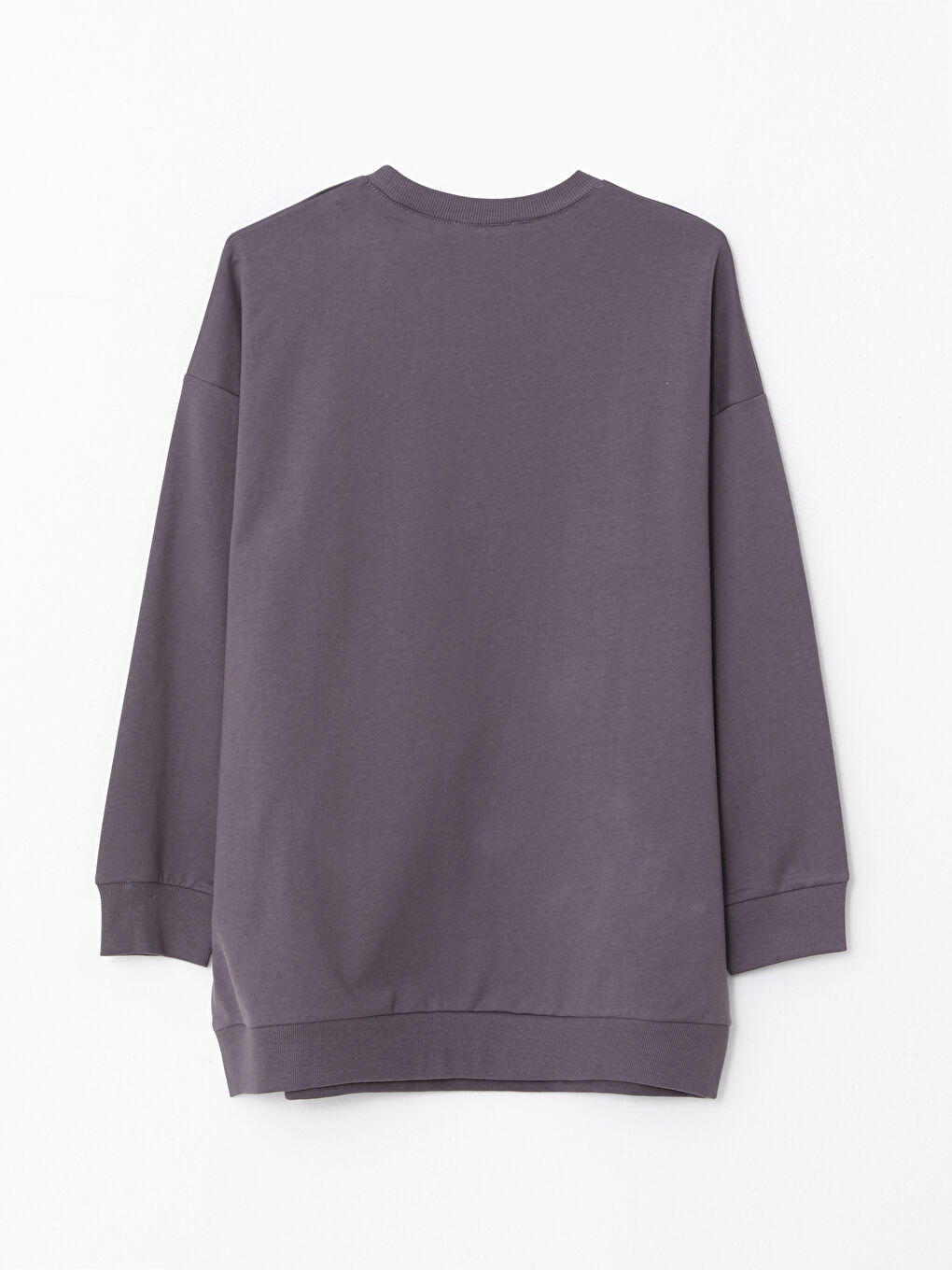 Gri Bisiklet Yaka Baskılı Uzun Kollu Kadın Sweatshirt Tunik-6