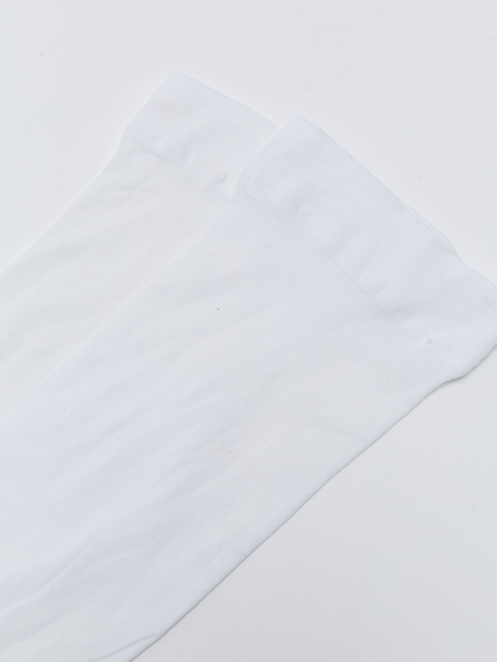 Beyaz Basic Kız Çocuk Diz Altı Çorap 2'li-2