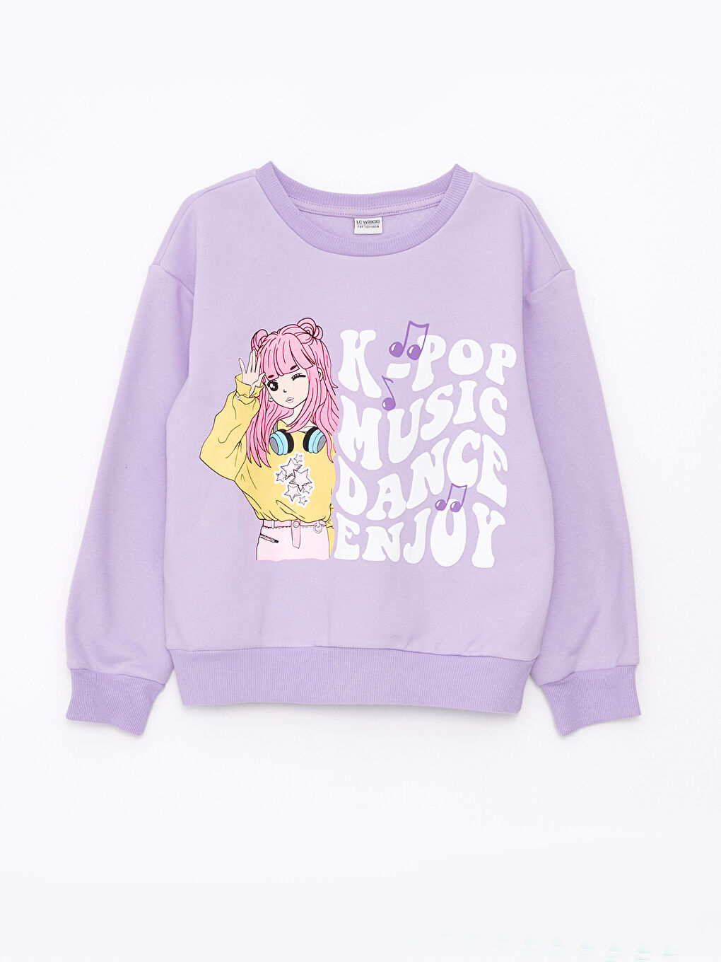 Crew Neck K-Pop Printed Long Sleeve Girl Sweatshirt