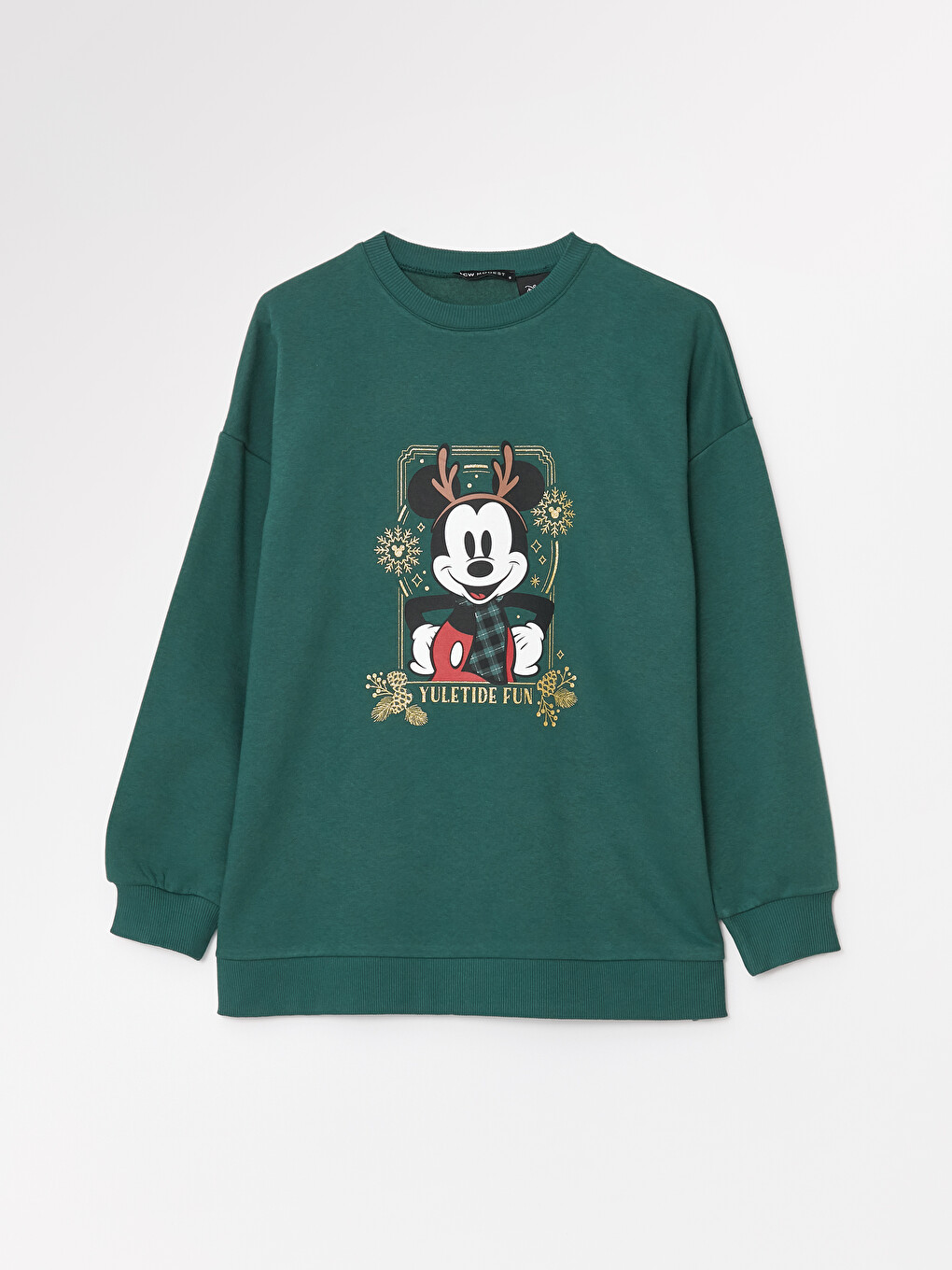 Crew Neck Mickey Mouse Printed Long Sleeve Oversize Women's Sweatshirt Tunic-5