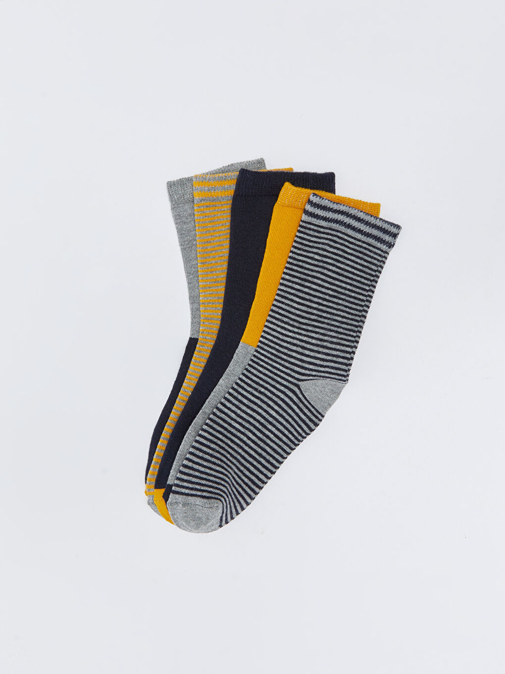 Karışık Çizgili Erkek Çocuk Soket Çorap 5'li-1