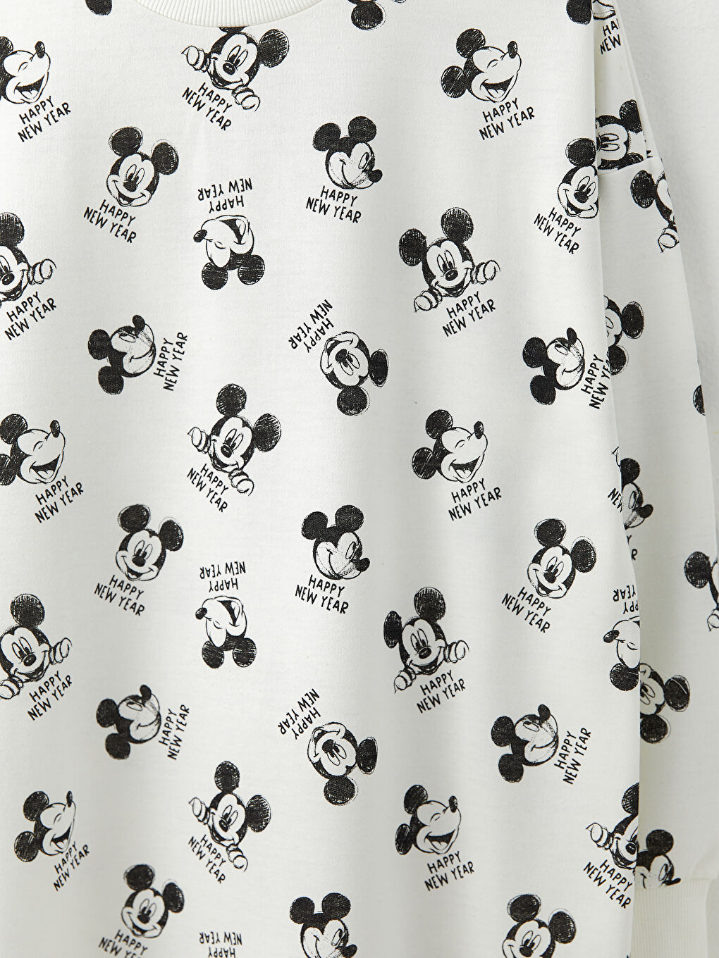 LCW Modest Ekru Bisiklet Yaka Mickey Mouse Baskılı Uzun Kollu Oversize Kadın Sweatshirt Tunik - 7