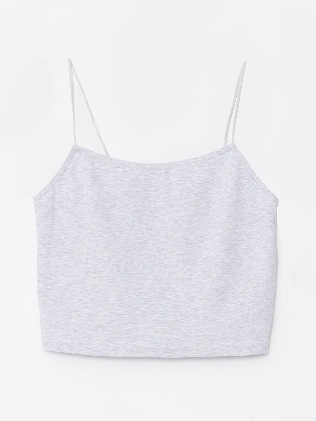 Gri U Yaka Askılı Düz Crop Kadın İç Giyim Atlet