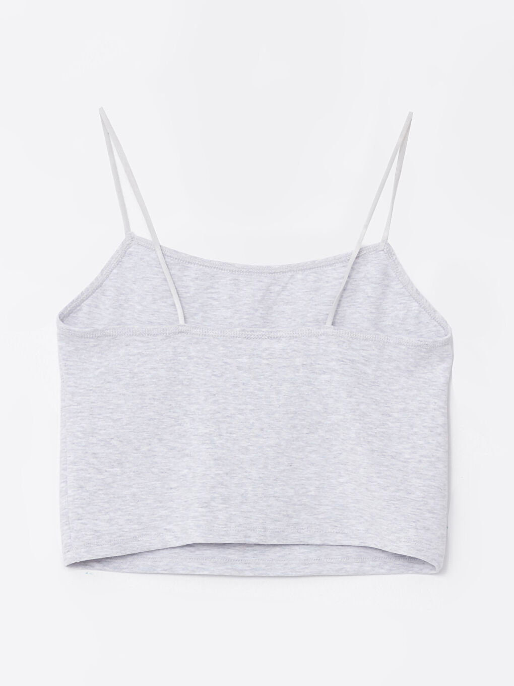 Gri U Yaka Askılı Düz Crop Kadın İç Giyim Atlet-1