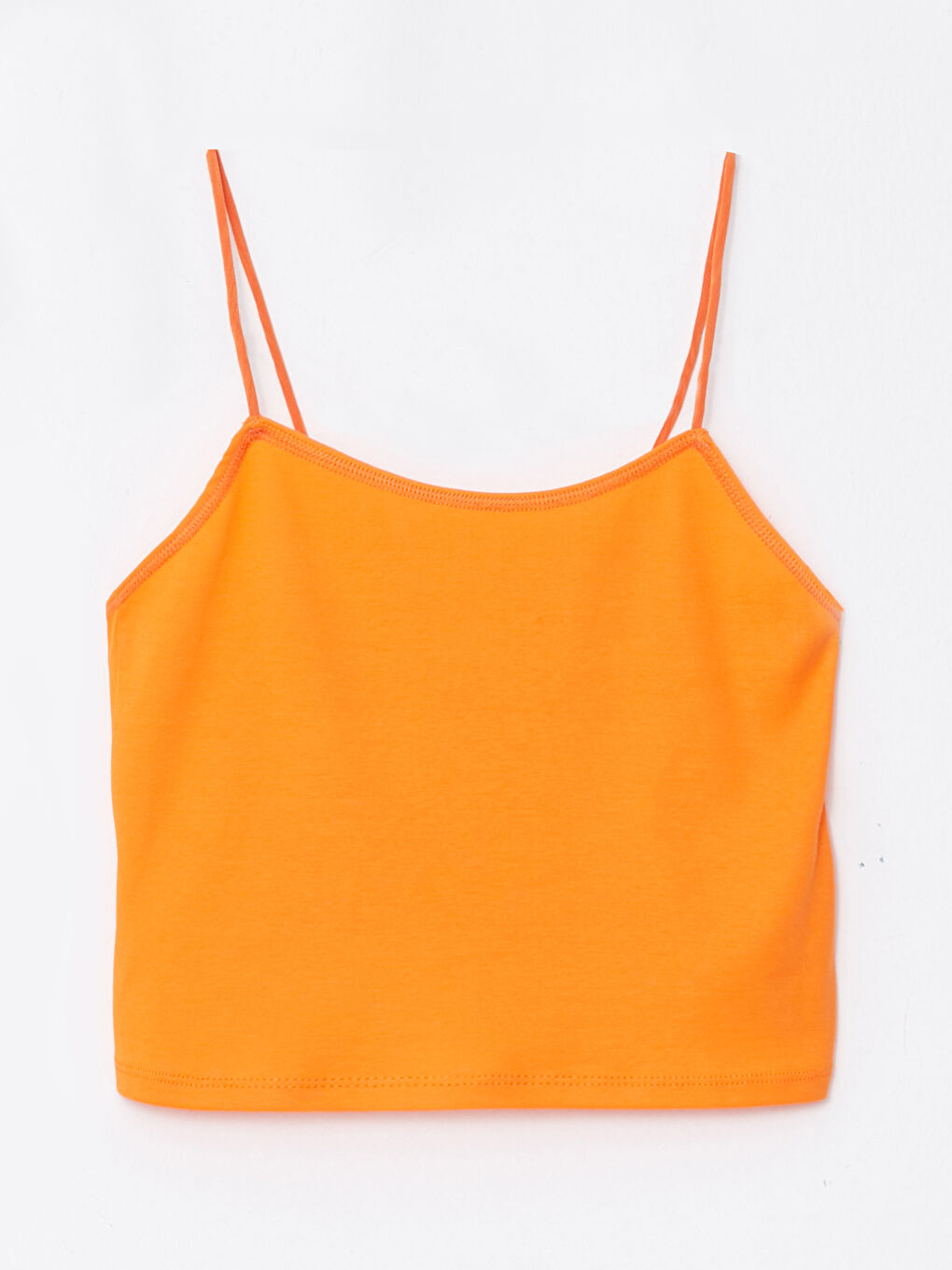 Turuncu U Yaka Askılı Düz Crop Kadın İç Giyim Atlet-5