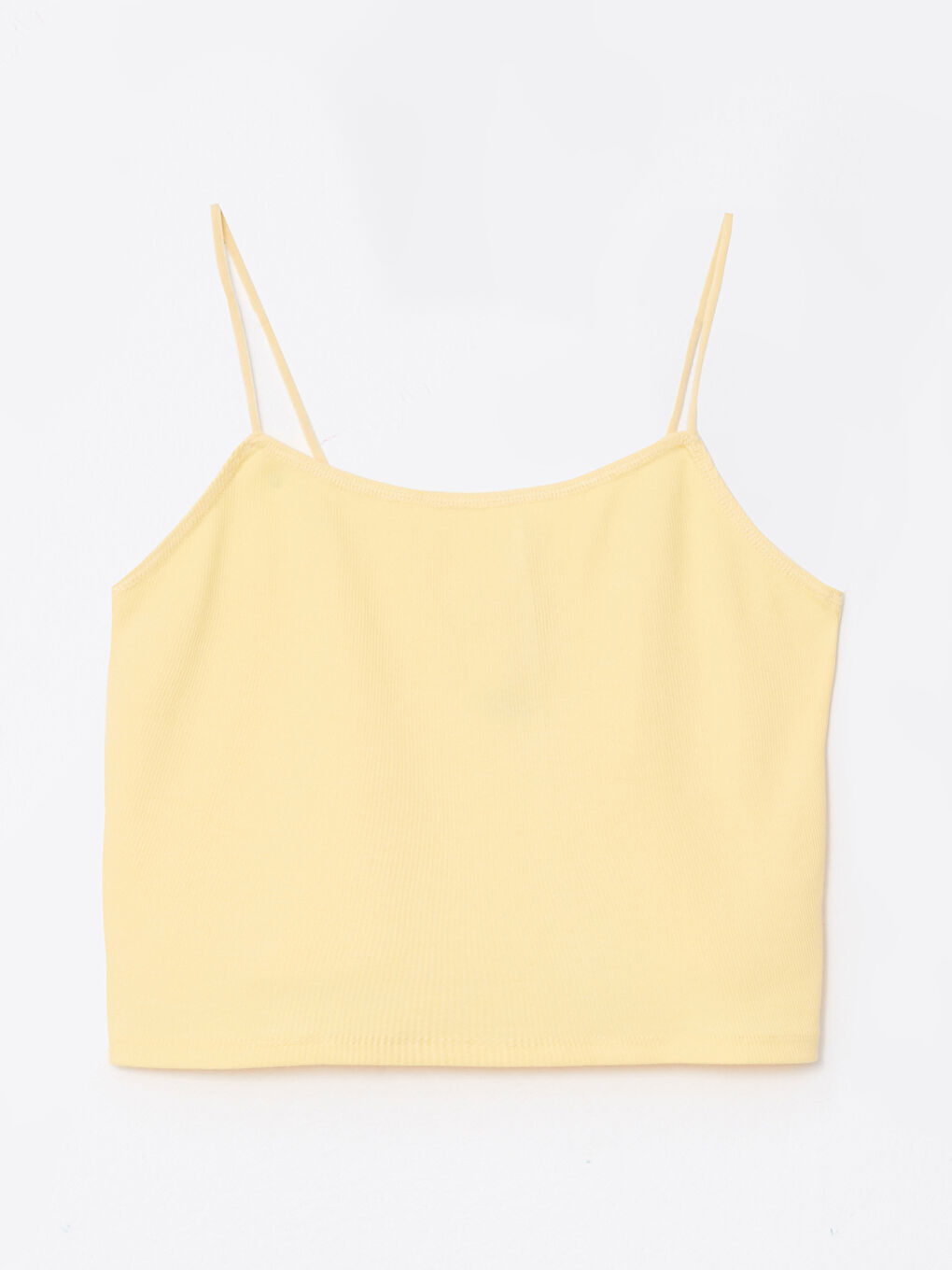 Sarı U Yaka Askılı Düz Crop Kadın İç Giyim Atlet-5