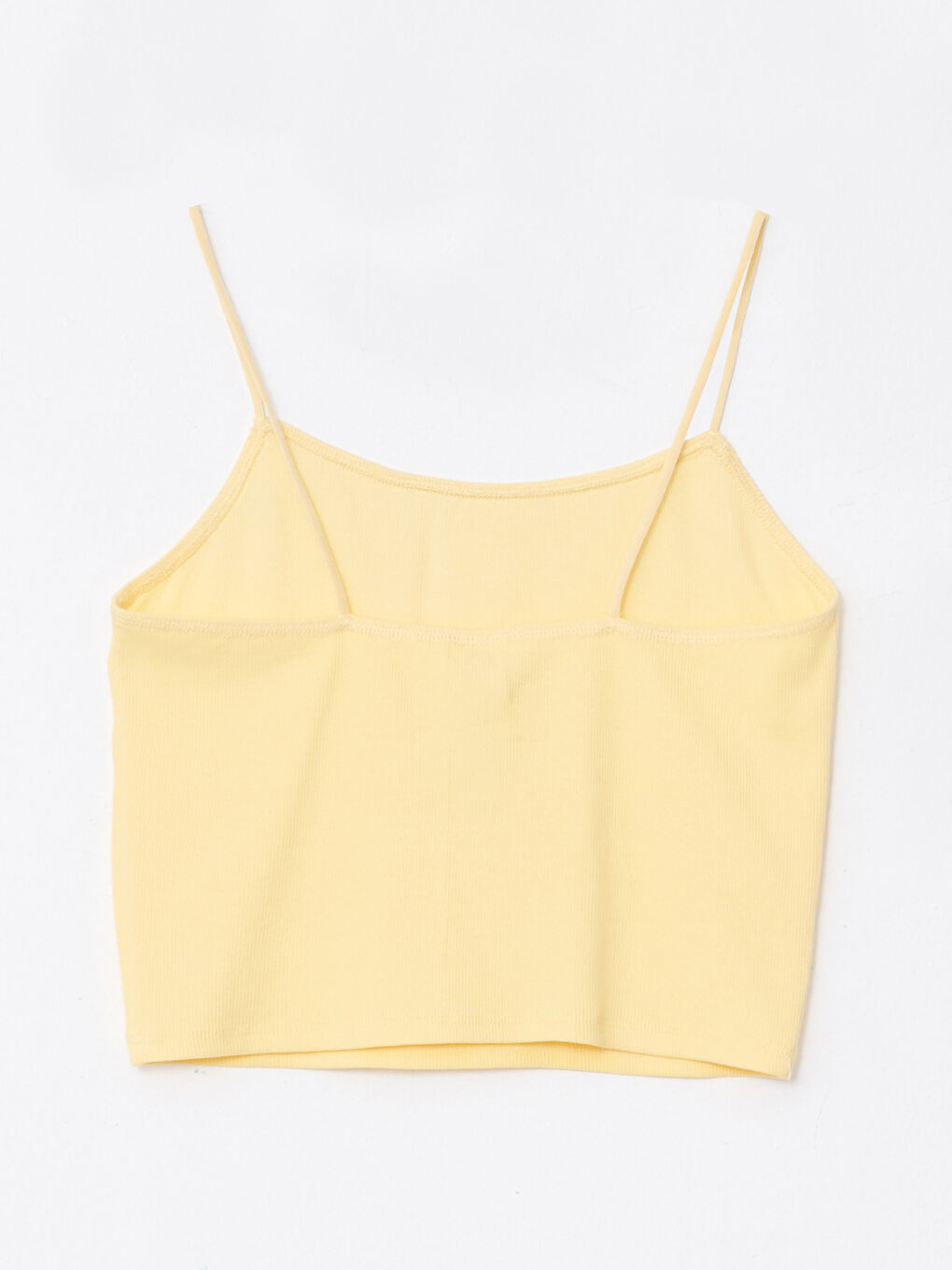 Sarı U Yaka Askılı Düz Crop Kadın İç Giyim Atlet-6