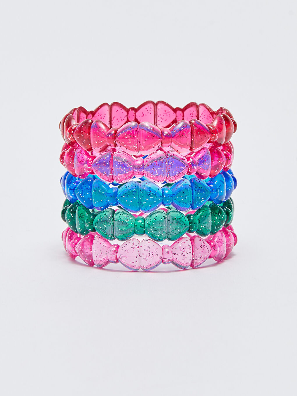 Karışık Simli Kurdele Şekilli Kız Çocuk Bilezik Toka 5'li