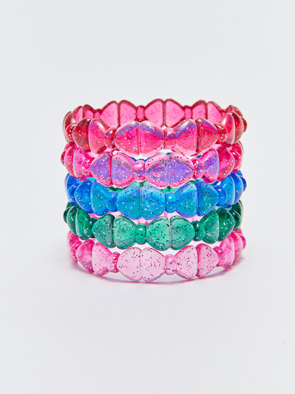 Karışık Simli Kurdele Şekilli Kız Çocuk Bilezik Toka 5'li-1