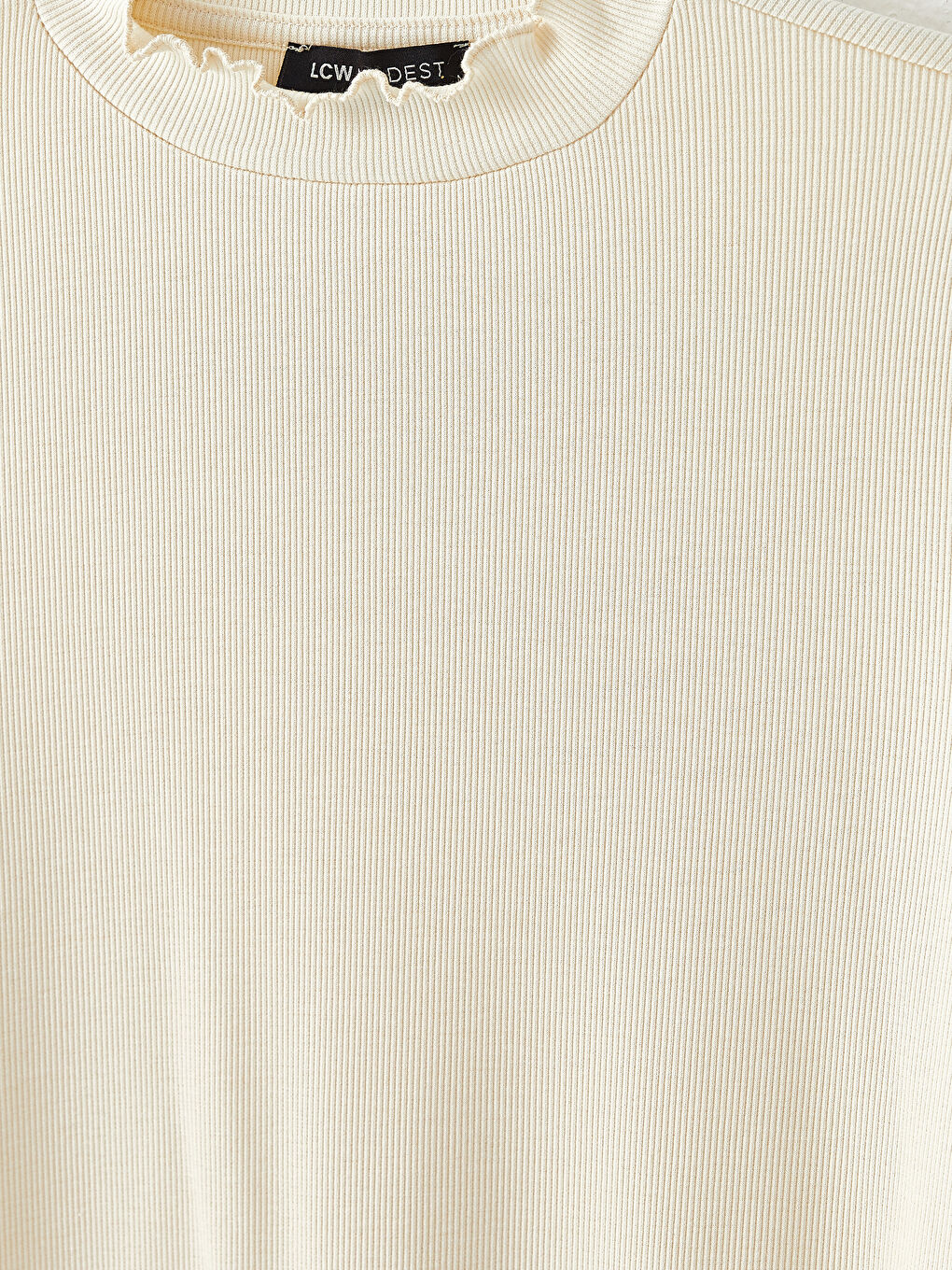 Rüschen Stehkragen Gerade Langarm Damen T-Shirt-6