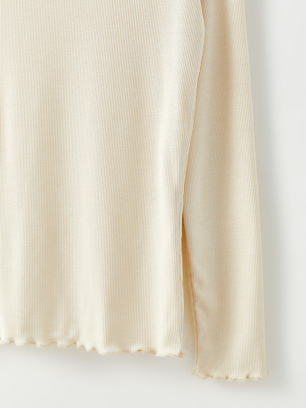 Rüschen Stehkragen Gerade Langarm Damen T-Shirt-7