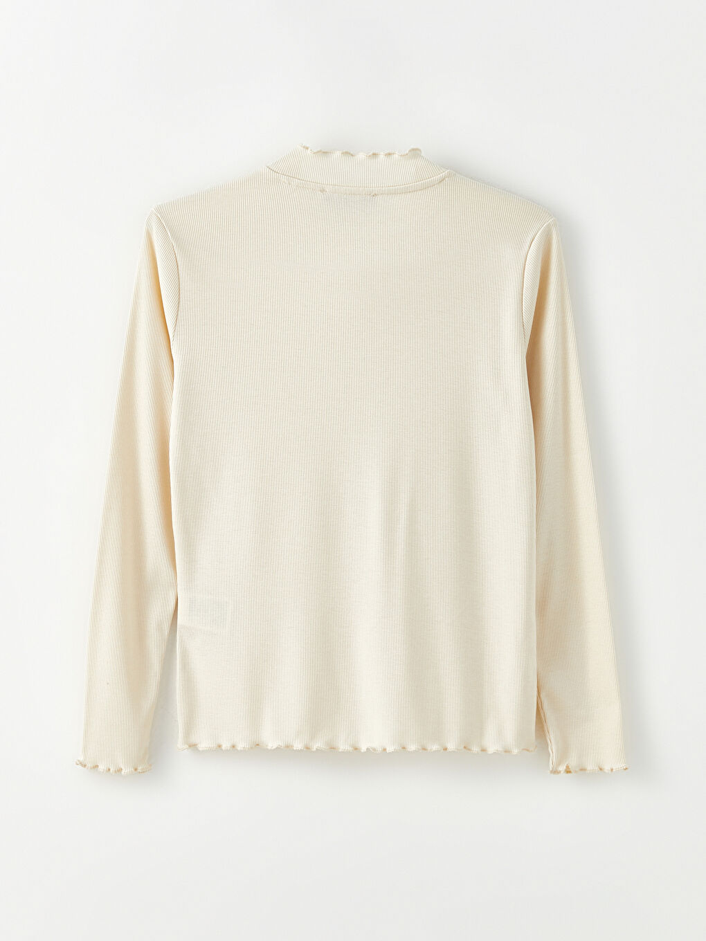 Rüschen Stehkragen Gerade Langarm Damen T-Shirt-8