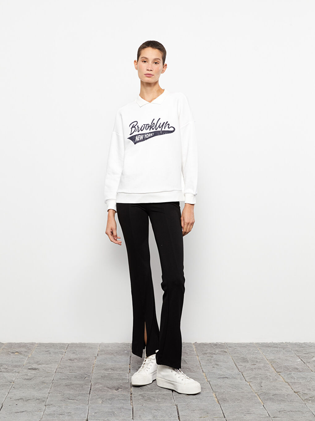 Rollkragen Bedrucktes Langarm Sweatshirt für Damen-3