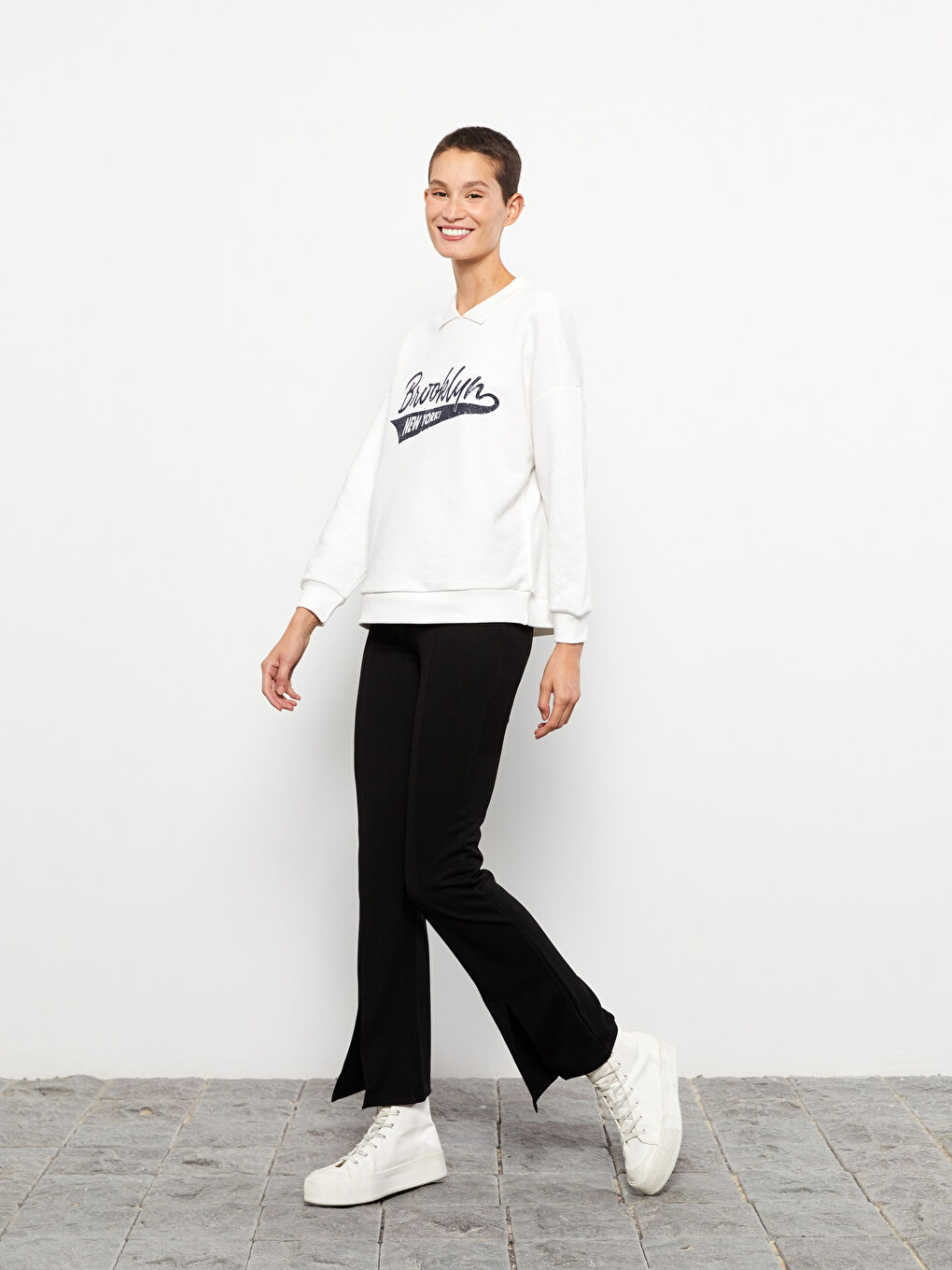 Siyah Kadın Dar Fit Düz Pantolon-1