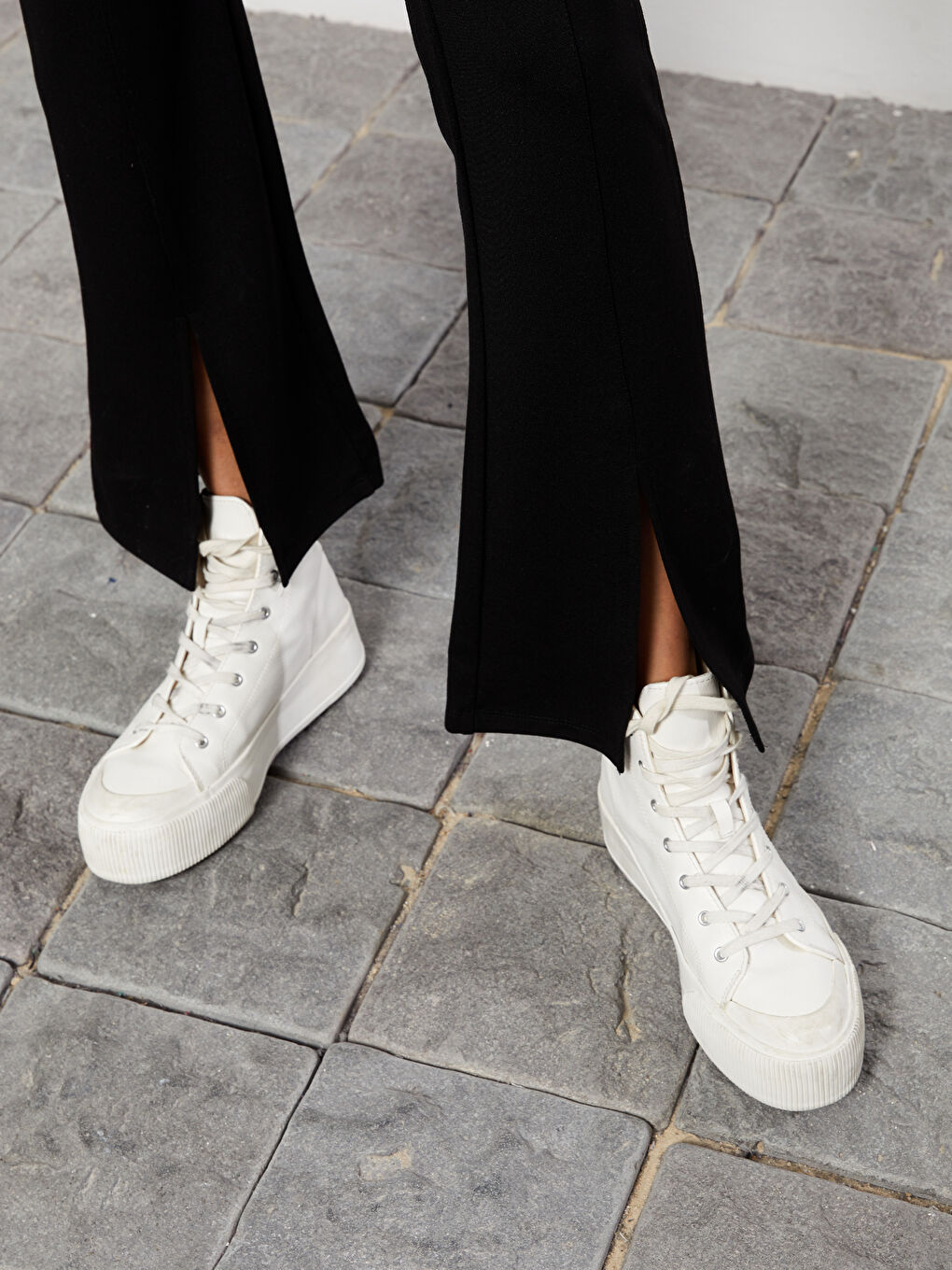 Siyah Kadın Dar Fit Düz Pantolon-3