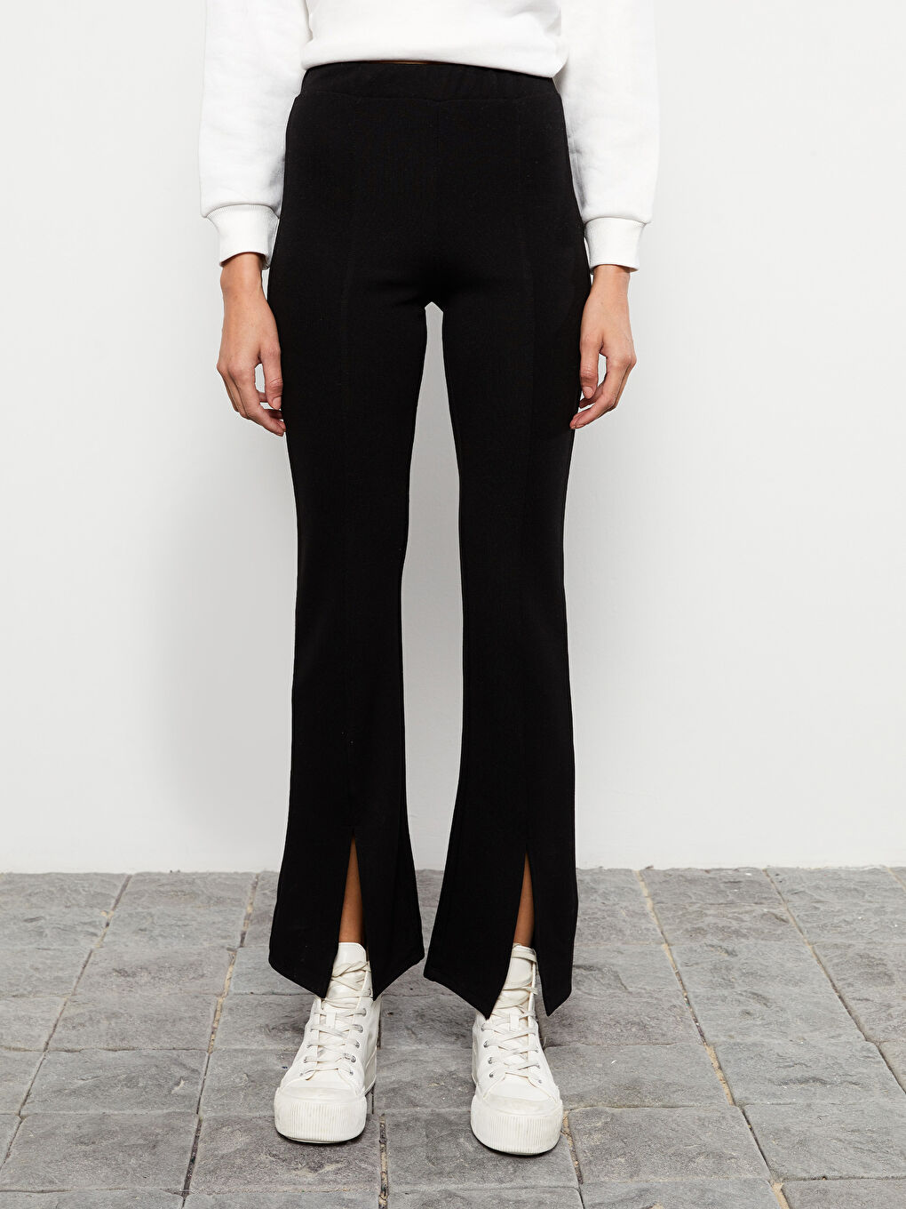 Siyah Kadın Dar Fit Düz Pantolon-4