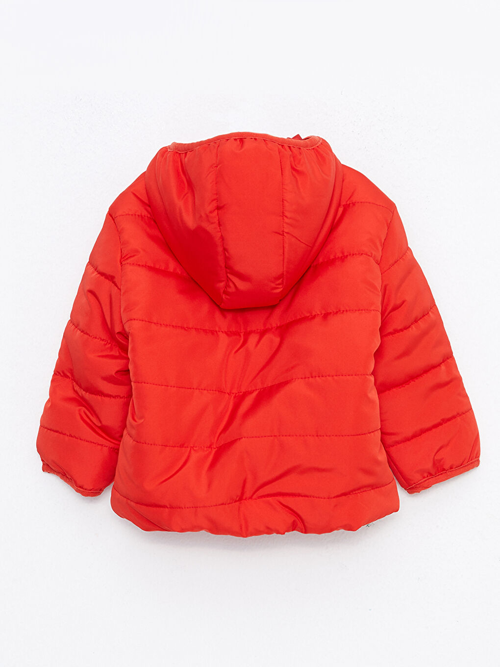 Kırmızı Kapüşonlu Uzun Kollu Basic Kız Bebek Mont-1