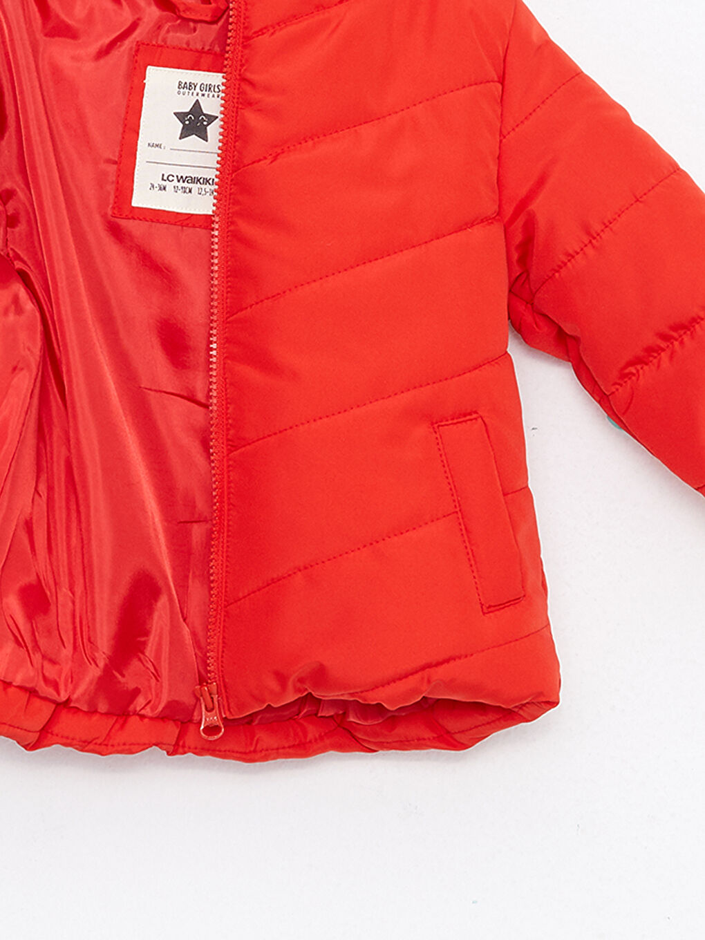 Kırmızı Kapüşonlu Uzun Kollu Basic Kız Bebek Mont-2