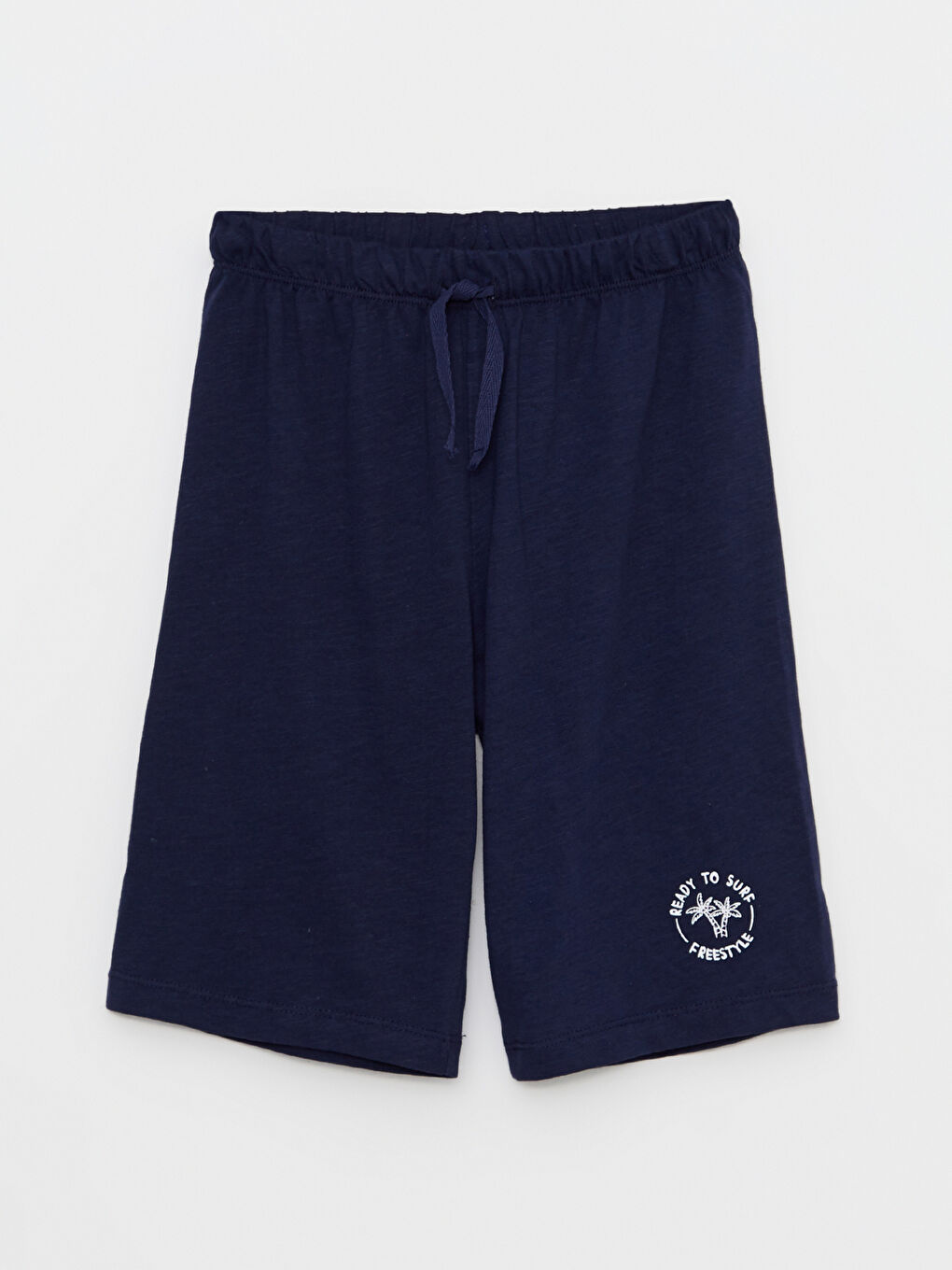 Lacivert Beli Lastikli Baskılı Pamuklu Erkek Çocuk Pijama Şort