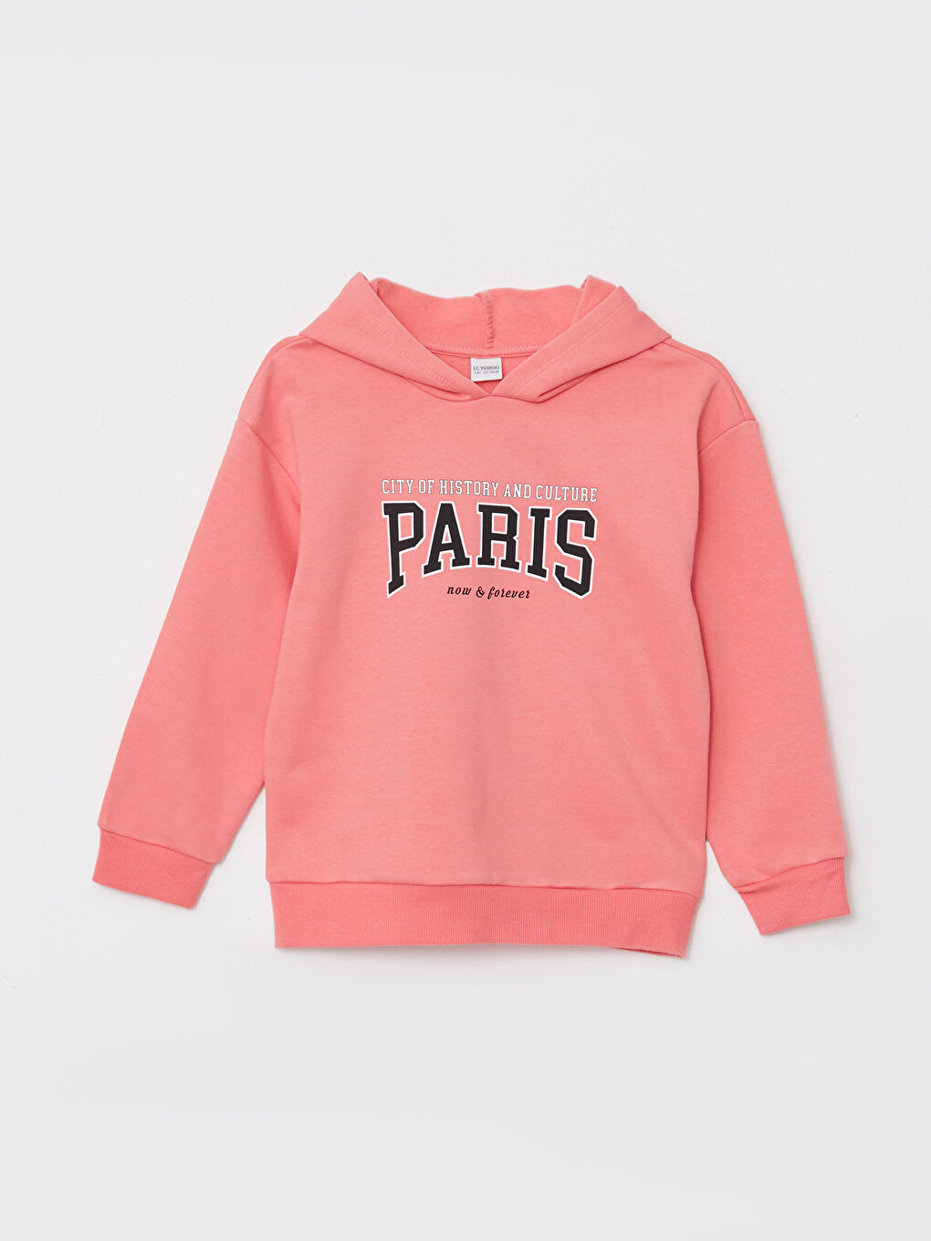 Mercan Kapüşonlu Baskılı Uzun Kollu Kız Çocuk Sweatshirt ve Eşofman Altı-1