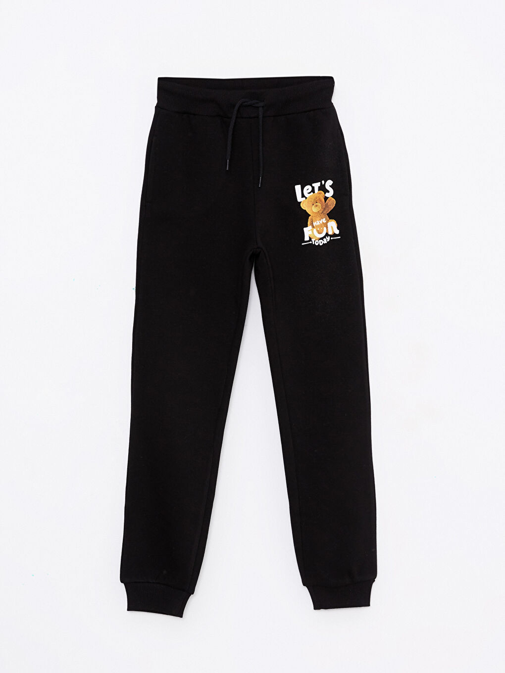 Siyah Bisiklet Yaka Baskılı Uzun Kollu Kız Çocuk Sweatshirt ve Eşofman Altı-2