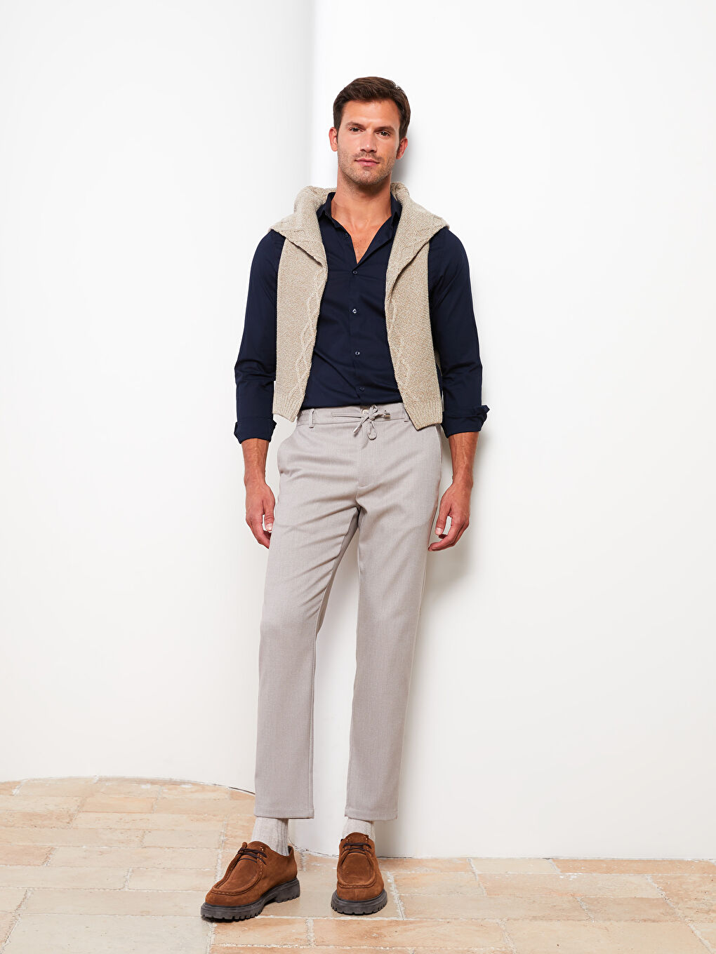 Lacivert Slim Fit Uzun Kollu Erkek Gömlek