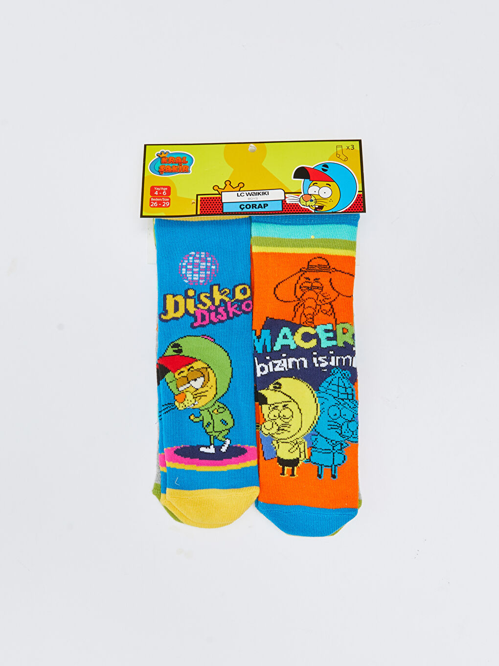 Karışık Kral Şakir Desenli Erkek Çocuk Soket Çorap 3'lü-2