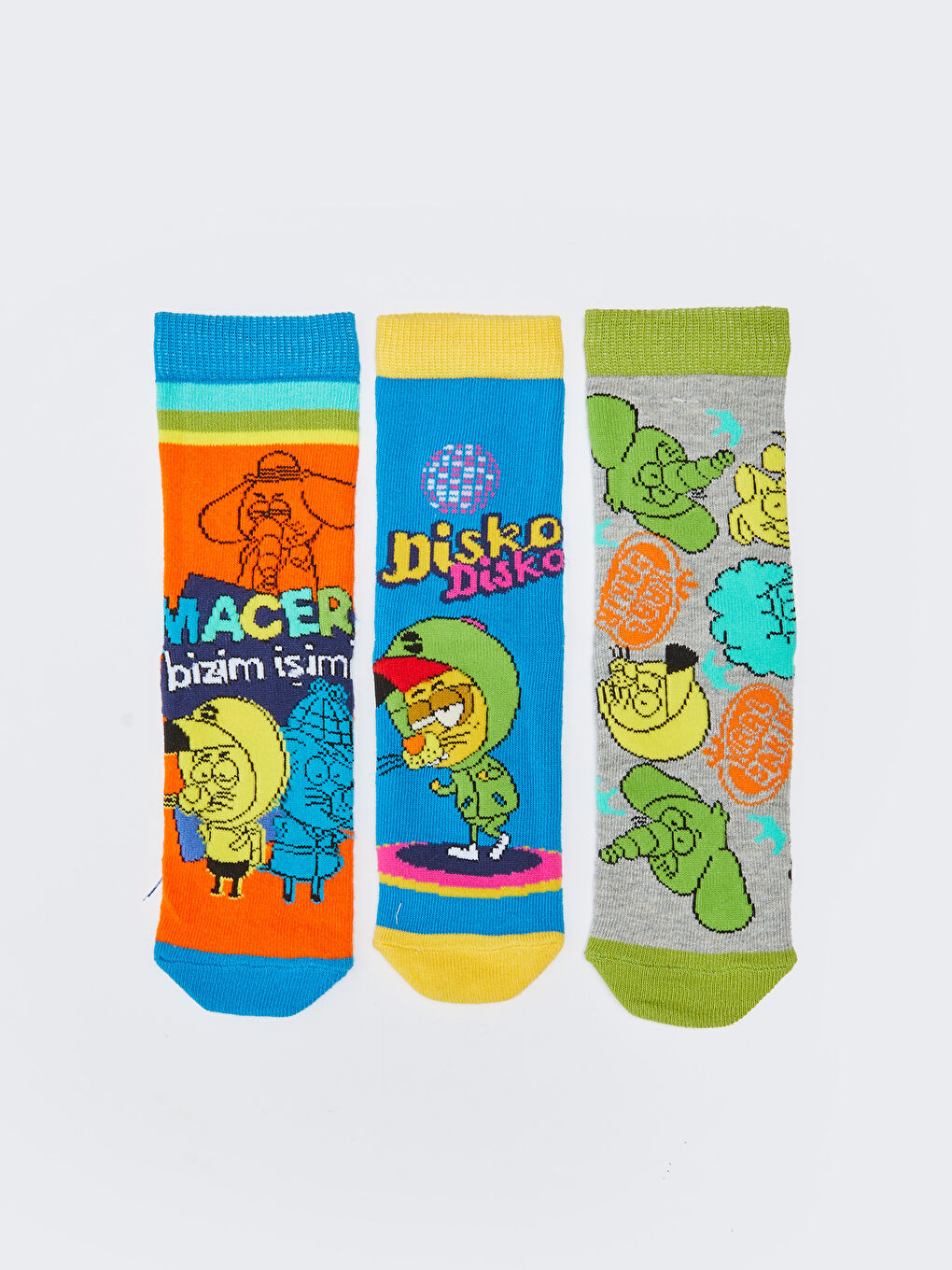 Karışık Kral Şakir Desenli Erkek Çocuk Soket Çorap 3'lü