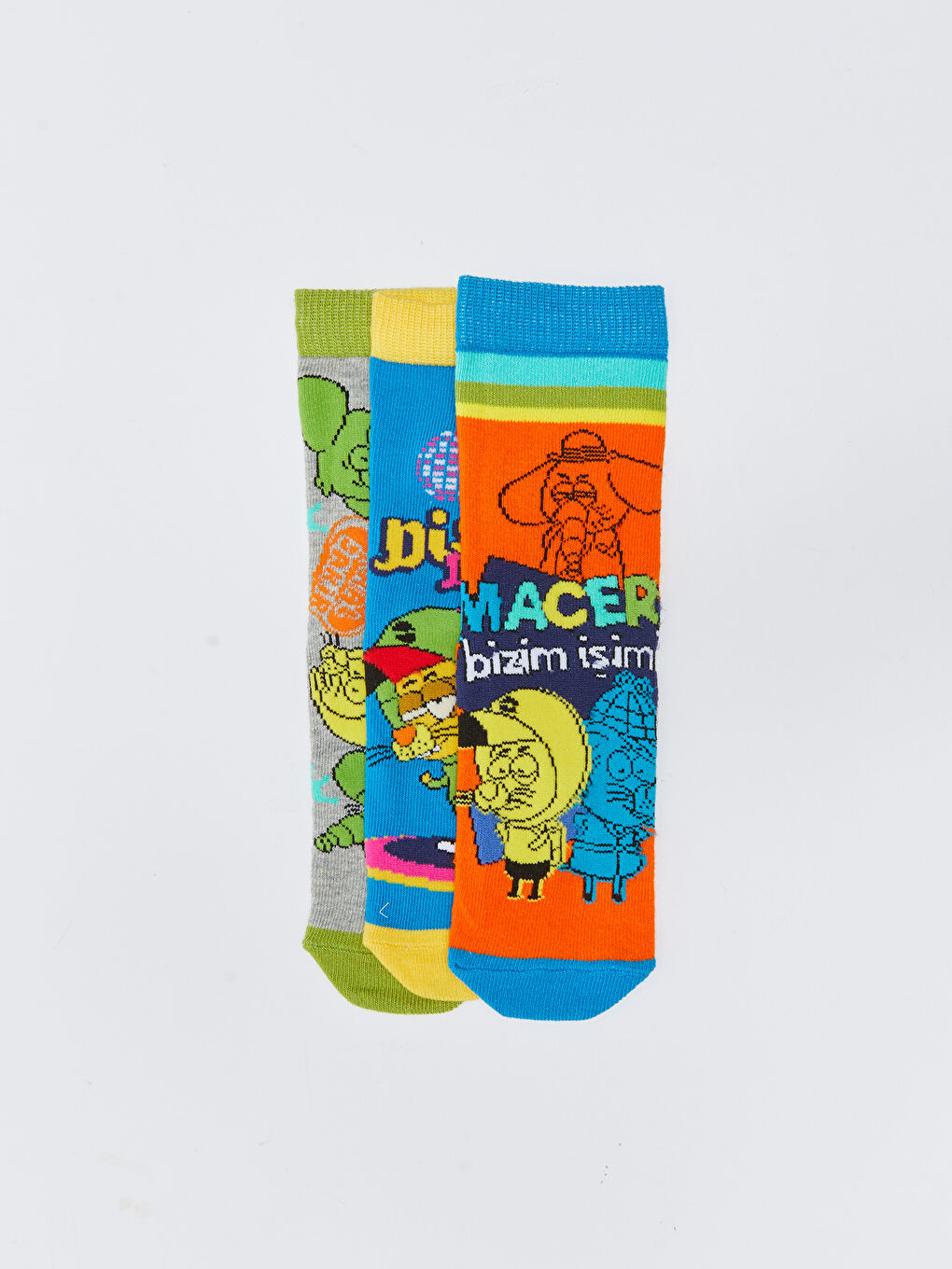 Karışık Kral Şakir Desenli Erkek Çocuk Soket Çorap 3'lü-1
