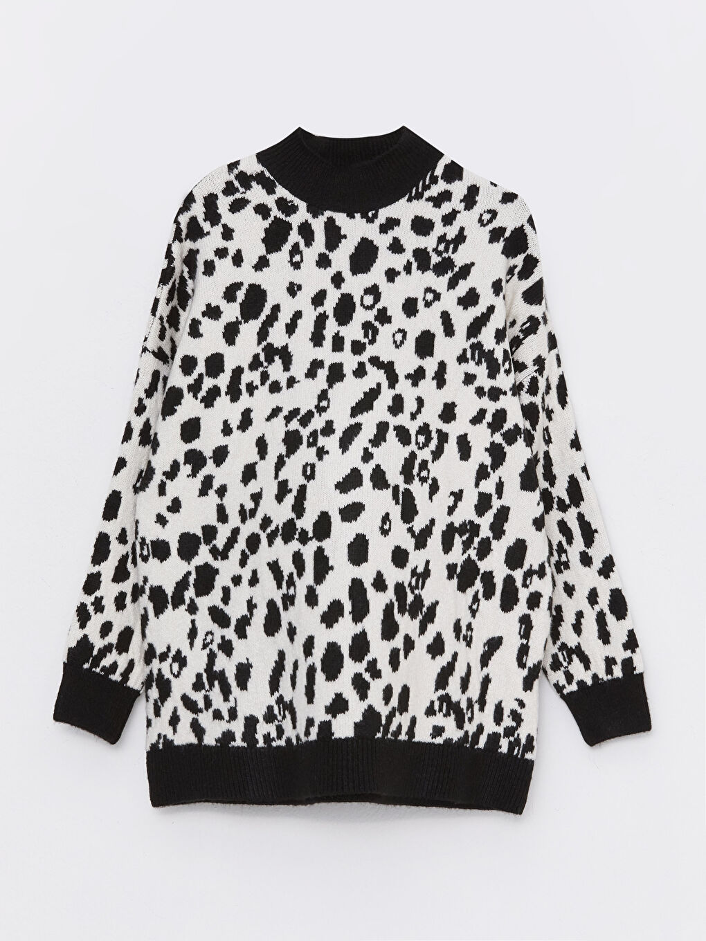 Pulover Tricotat pentru Femei Mărime Mare Guler Fals Imprimat Mânecă Lungă-5