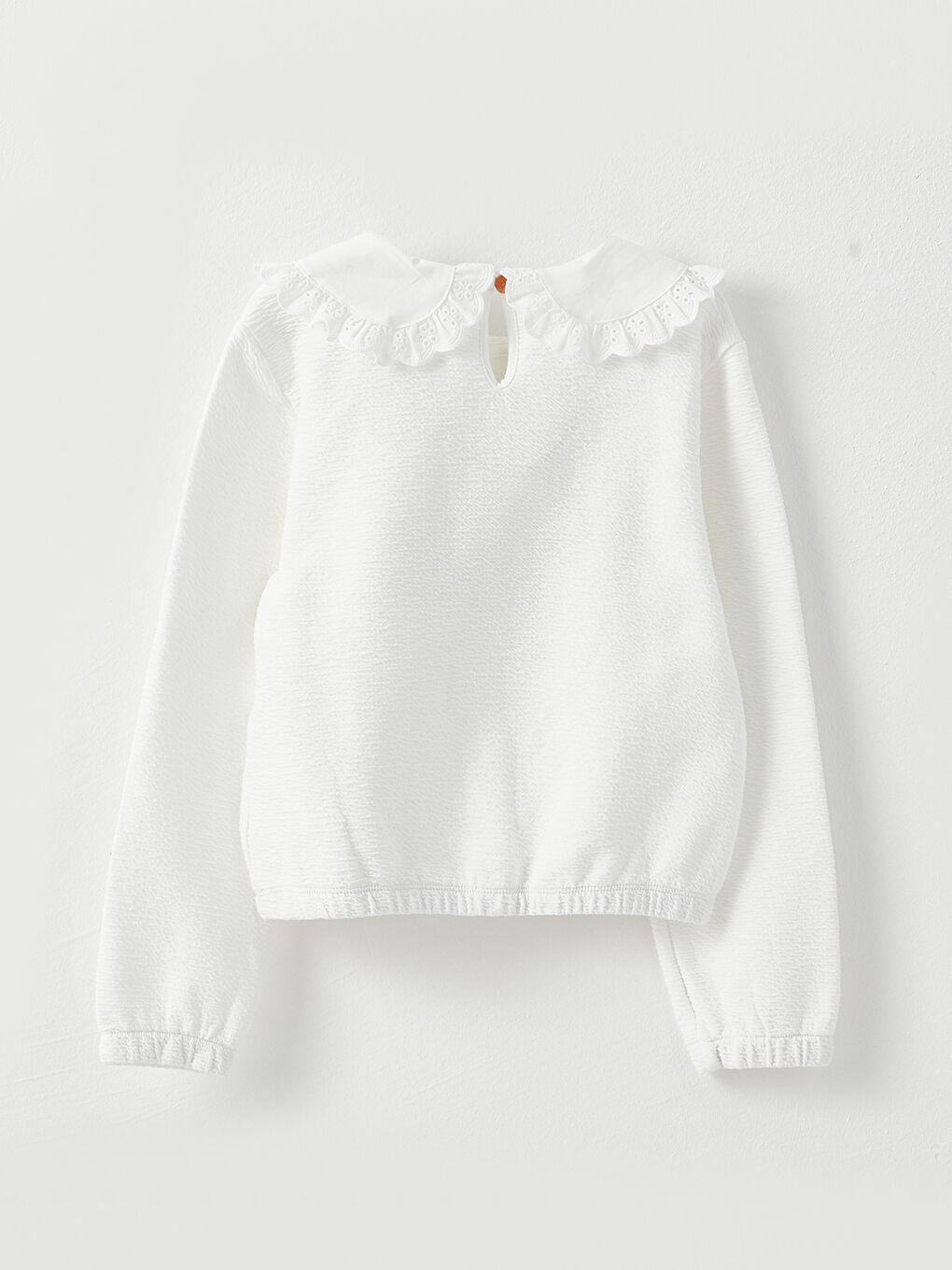 Ekru Bebe Yaka Nakışlı Uzun Kollu Kız Çocuk Sweatshirt-4
