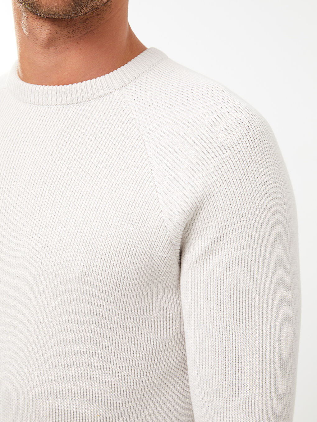 Crew Neck Long Sleeve Men's Tricot Sweater-3