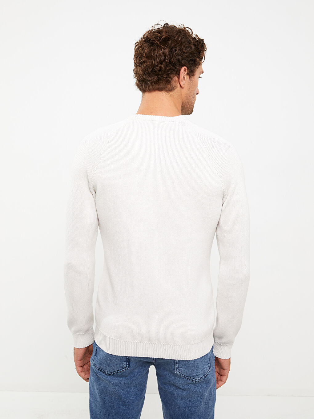 Crew Neck Long Sleeve Men's Tricot Sweater-4
