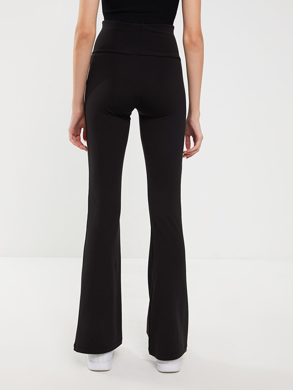 Siyah Beli Lastikli İspanyol Paça Kadın Tayt Pantolon-7